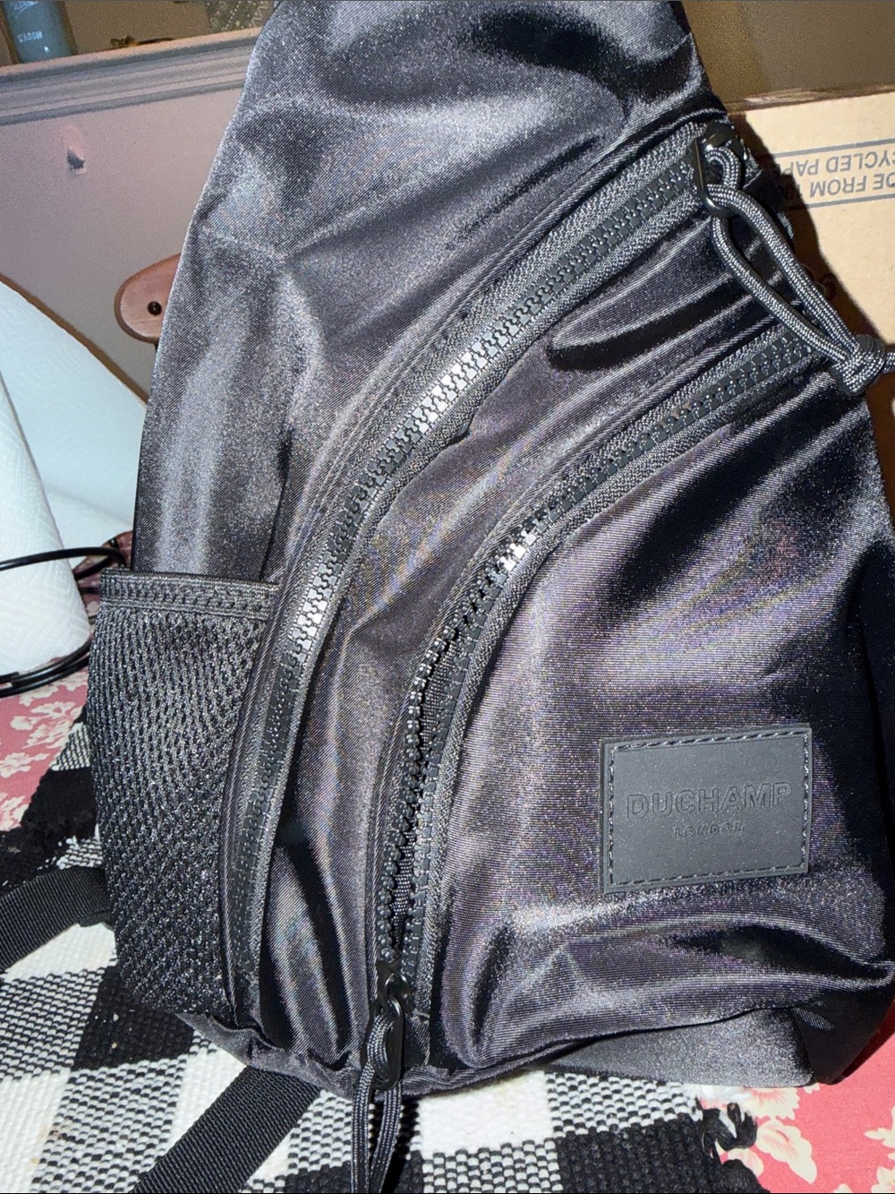 Duchamp Black Men's Belt/Sling Bag with Front Zip Pockets